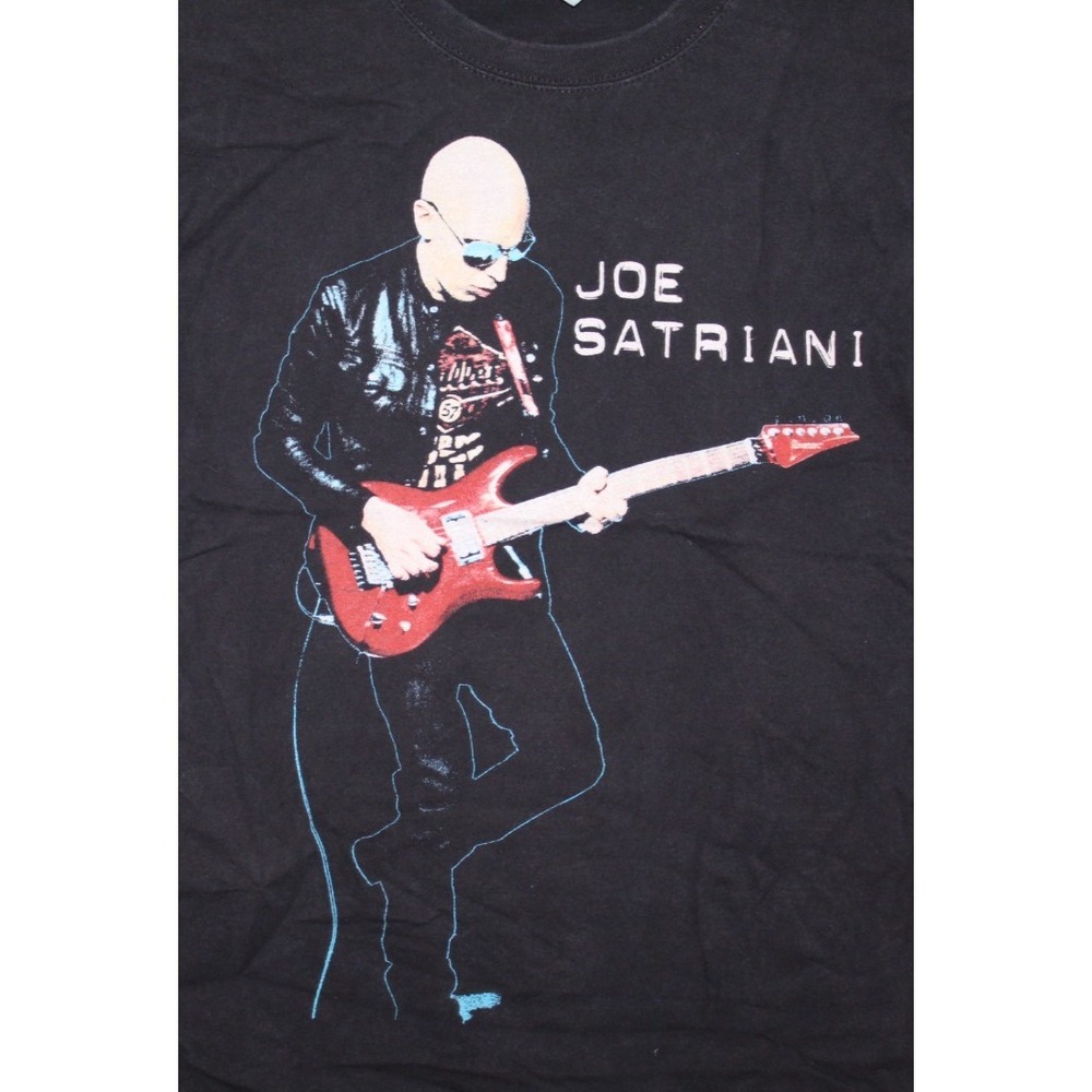 VTG Joe Satriani Wormhole Tour T Shirt Mens M Black Guitar Concert Band Tee